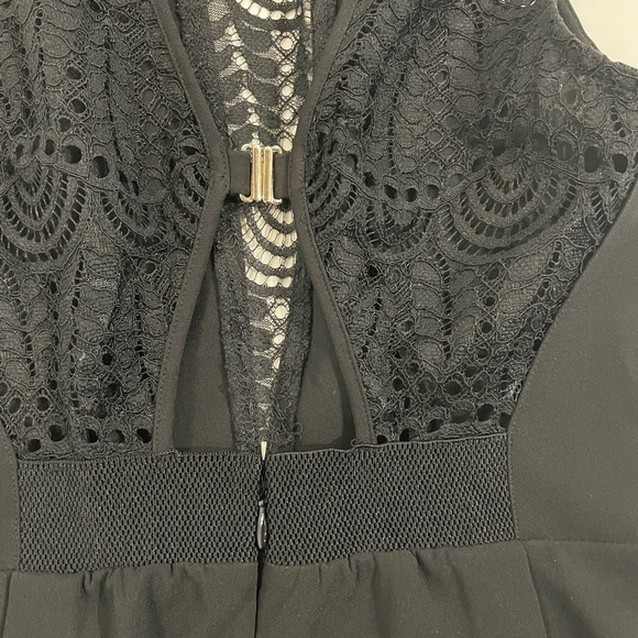 Dynamite Peplum Tank Top with Lace Chest, Backless, Black, Size XS - Picture 7 of 8